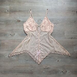 Y2K Pink Sheer Beaded Sequined Fairy Camisole